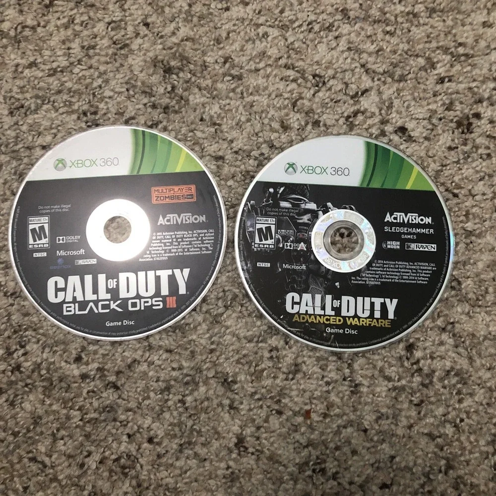 LOT OF 2CALL OF DUTY GAMES XBOX 360 Black iOS 3‎ Advanced Warfare Disc Only